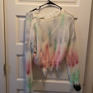 tie die cropped sweater
